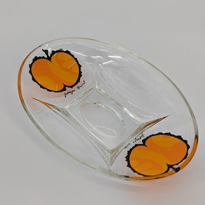 1960s Georges Briard Peach Glass Serving Dish