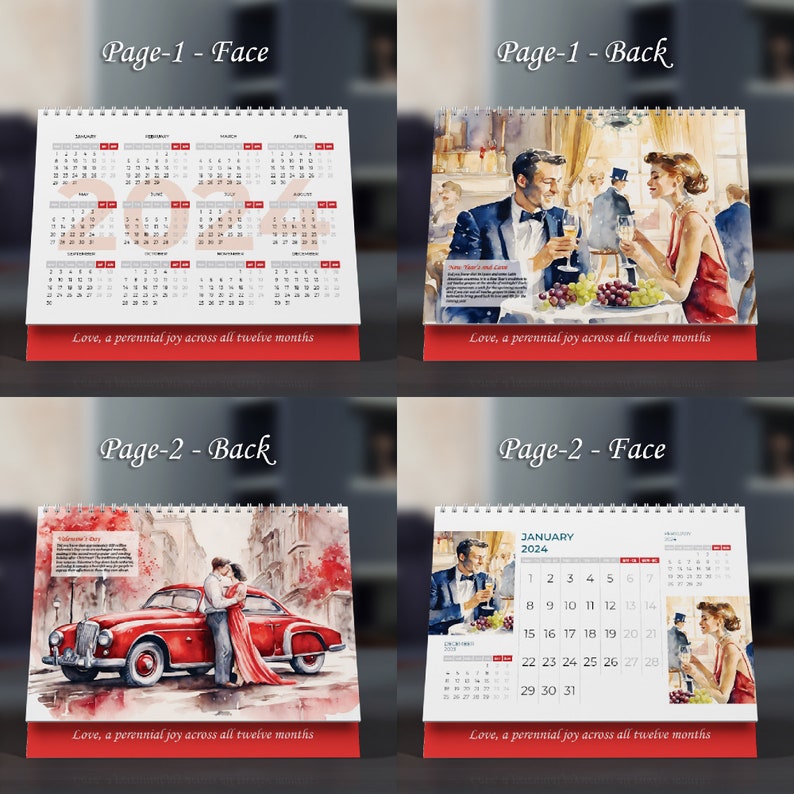 2024 Desktop Flip Calendar PDF, Embracing Love's Timeless Journey ...