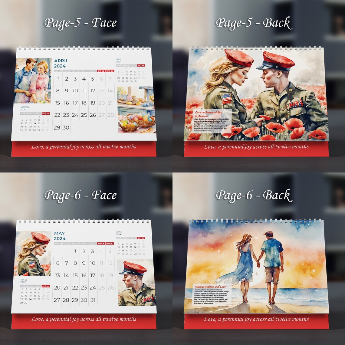 2024 Desktop Flip Calendar PDF, Embracing Love's Timeless Journey