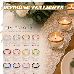 Gold Glass Tea Light Holder – Rustic Wedding Candle Holder, Coloured‑Rim Tealight Glass, Stackable Votive Decor