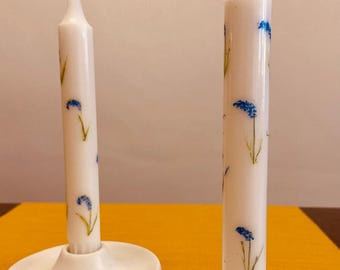 Weiße handgemalte Glockenblumenkerzen. Geburtstag. Maßgeschneiderte Kerzen. Wohndekor. Geschenke. Party. Hochzeit Erschwingliche Kerze Tall Umweltfreundlich