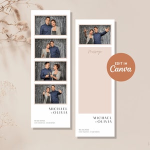 Minimalist Photo Strip Photo Booth Template in Blush Pink and Dusty Blue, 2x6 Photo Frame, 100% Canva Editable