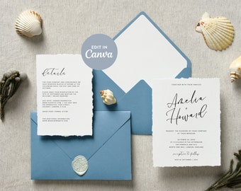 Minimal Modern Wedding Invitation Suite, Simple Elegant Wedding Invitation Template, Printable Minimalist Wedding Invitation Set