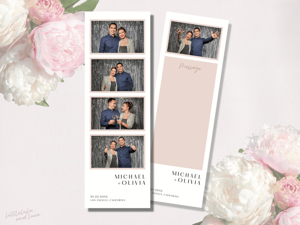Minimalist Photo Strip Photo Booth Template in Blush Pink and Dusty ...
