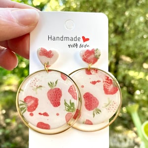 Boucles d'oreilles « Fraise gourmande » -creation Artisanale fait main - cadeau femme