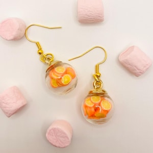 Boucles d’Oreilles Fantaisie – Bocal Miniature & Tranches d’Orange