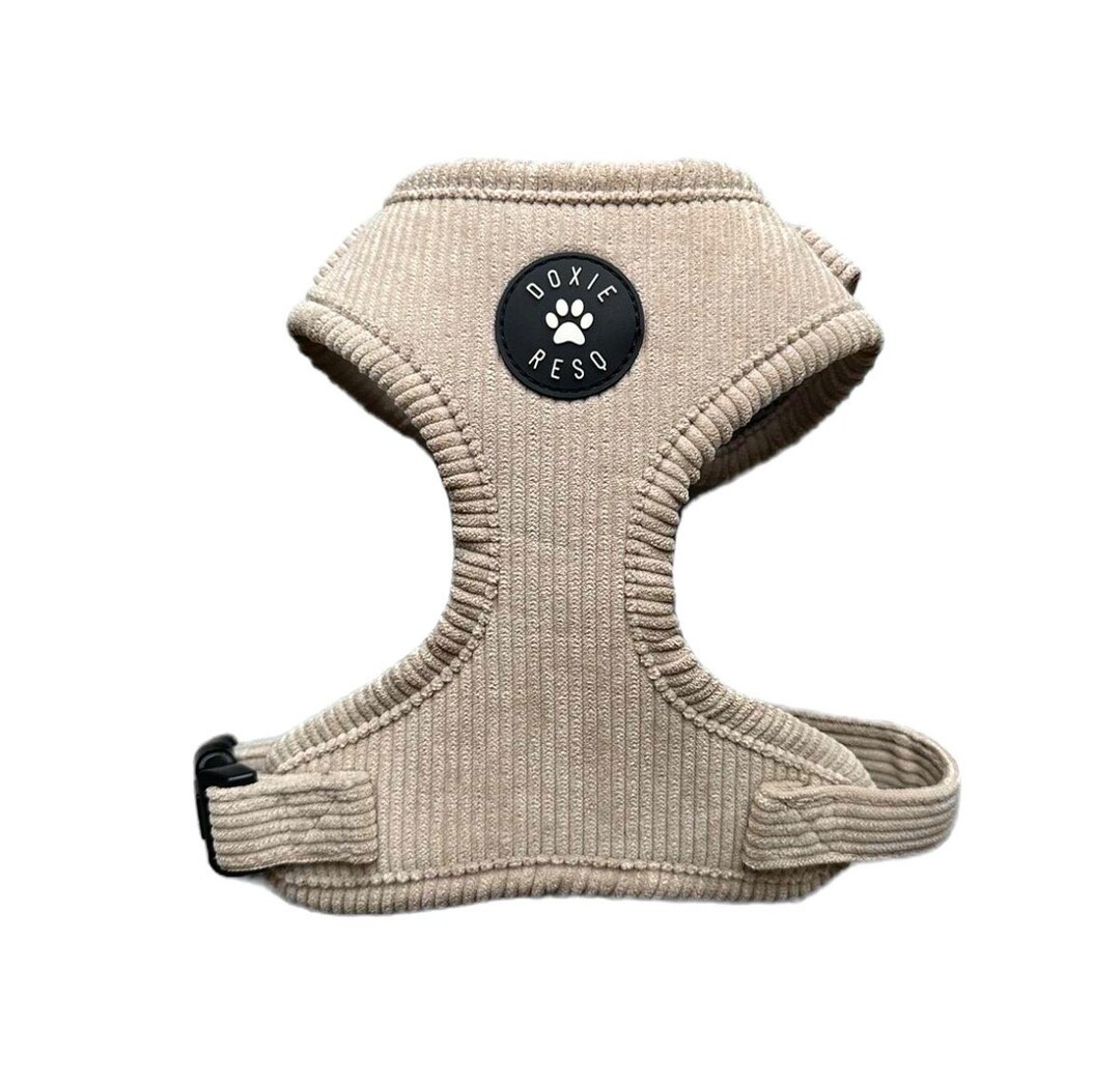 Corduroy Beige Adjustable Dog Harness - Etsy