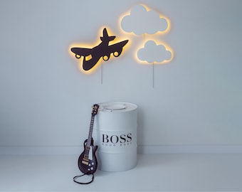 Luce notturna per aereo - Luci notturne personalizzate per bambini - Luci notturne, Luci notturne per camera da letto, Arredamento camera da letto per bambini, Luci notturne