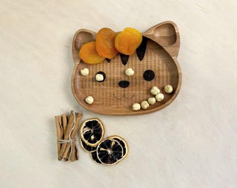 Eco-Friendly Wooden Plate for Kids - Durable Toddler Dish for Meals & Snacks - Safe Baby Feeding Plate