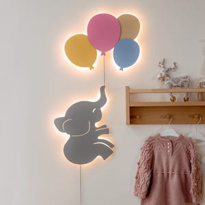 Set of 2 Baby Room Light, Night Light for Baby, Nursery Wall Light, Cloud Light, Cloud Lamp, Nursery Wall Decor, Elephant Nursery Decor