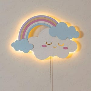 Rainbow wall light led, nursery lamp, kids wall light, lamp shade nursery, Cloud nightlight for baby, baby room lighting, toddler gift