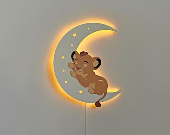 Lion Night Light - LED Night Lamp, Custom Baptism Gift, Baby Gift Birth, Custom Night Light