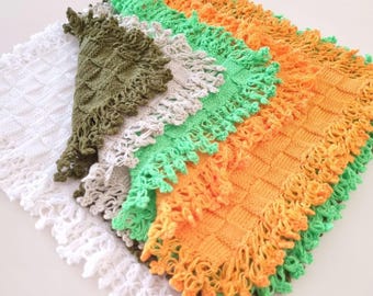 Handmade Crochet Bath Mitt: Colorful Exfoliating Body Scrubber with Lace