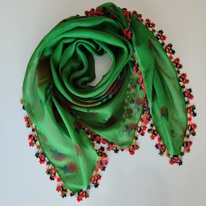 Needle Lace Scarf, Authentic Embroidered Summer Shawl, Turkish Anatolian Motifs Scarf, Ethnic Motif Crochet Scarf, Women For Scarf