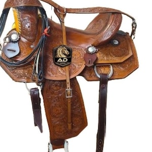 Wade Tree A Fork Roping Ranch Tooled Carved Work Leather Premium Western Horse Saddles Handmade Equestrian Trail Tack 10-18 in Free Shipping
