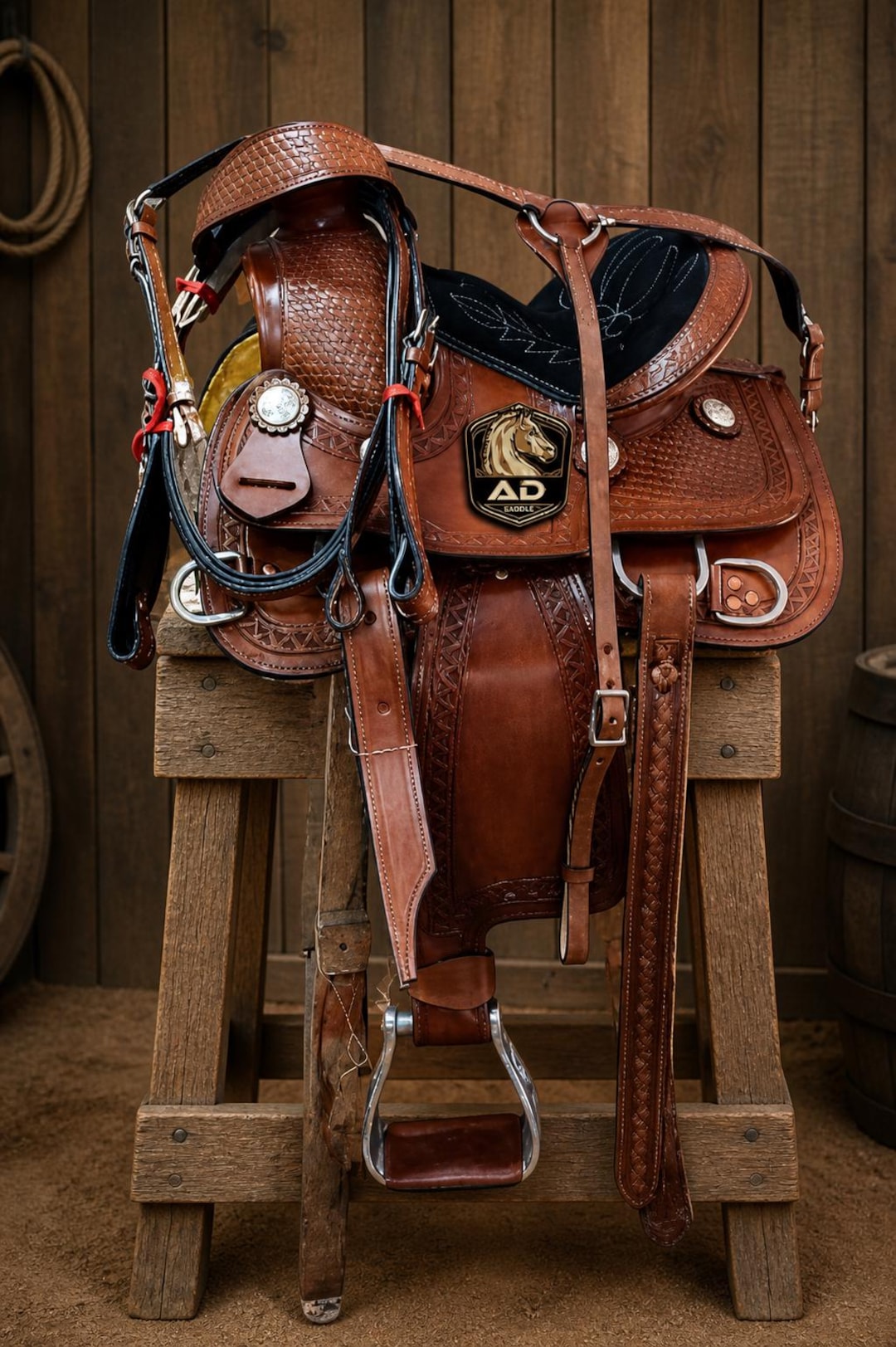 Western Horse Saddle Wade Tree A Fork Roping Ranch Work Leather ...