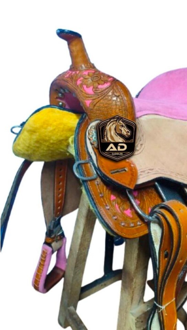 Pink Barrel Racing Western Barrel Racing Rough Out Pink Seat Horse Saddles Premium Leather ...