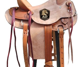Selle Western Ashmita Saddlery – Cuir, Taille 10-18 Pouces – Arbre Bois/fibreglass – Neuve
