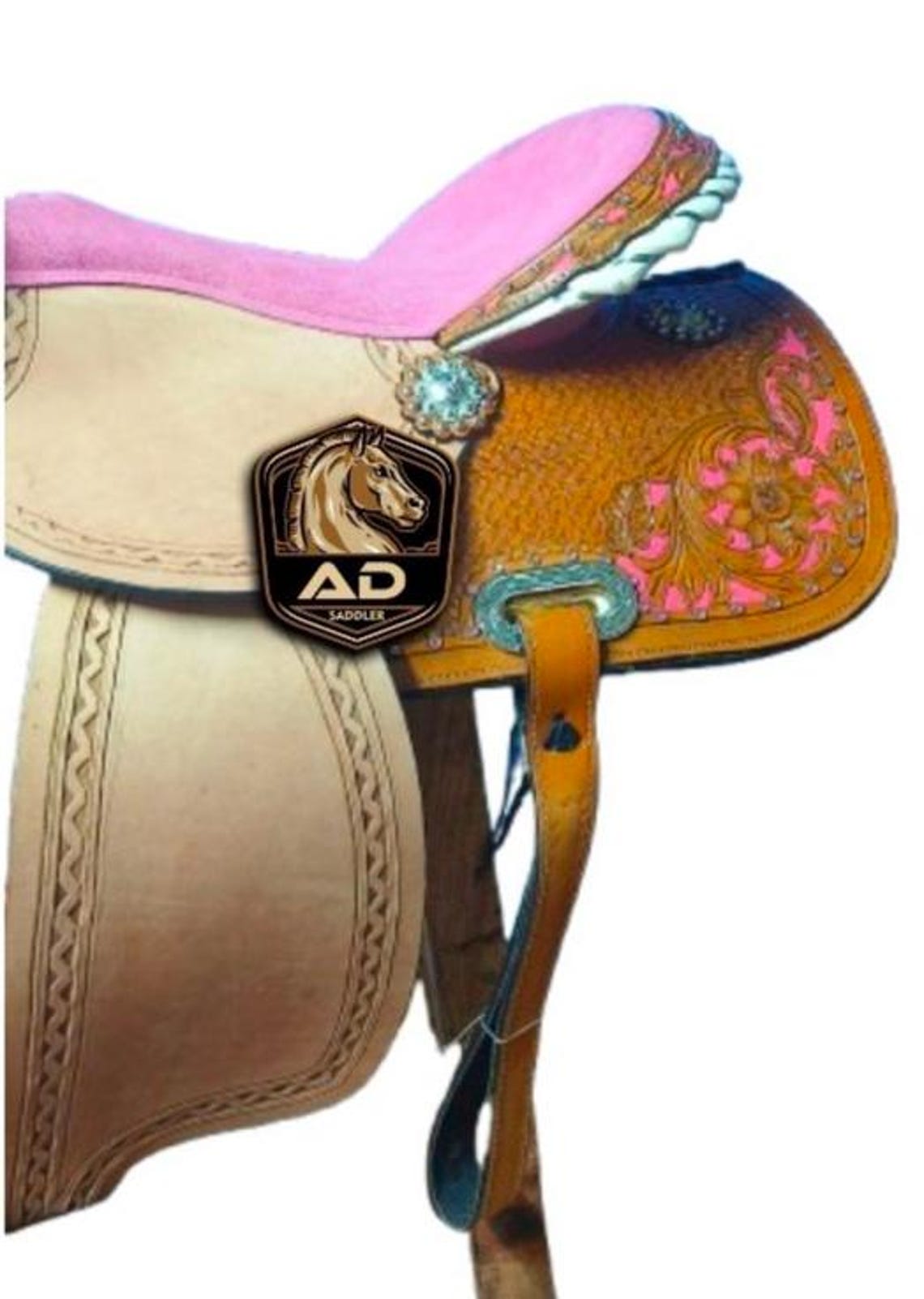 Pink Barrel Racing Western Barrel Racing Rough Out Pink Seat Horse Saddles Premium Leather ...