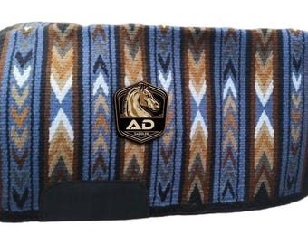 New Zealand Wool Saddle Blanket: Handwoven Western Show Horse Pad