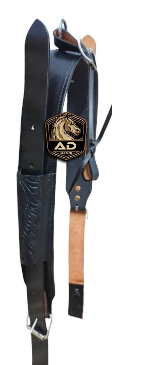 Sangle de serrage arrière en cuir Sangle de selle western pour cheval Sangle arrière de sangle de flanc lisse taille L-40 boucle à boucle W-2,75 avec 2 boucles - France