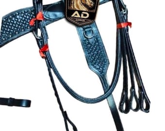 Western Leather Headstall With Breast Collar, Reins Horse Racing Headstall, Custom Horse Tack Set Free Shipping Equestrian Carved Tooled