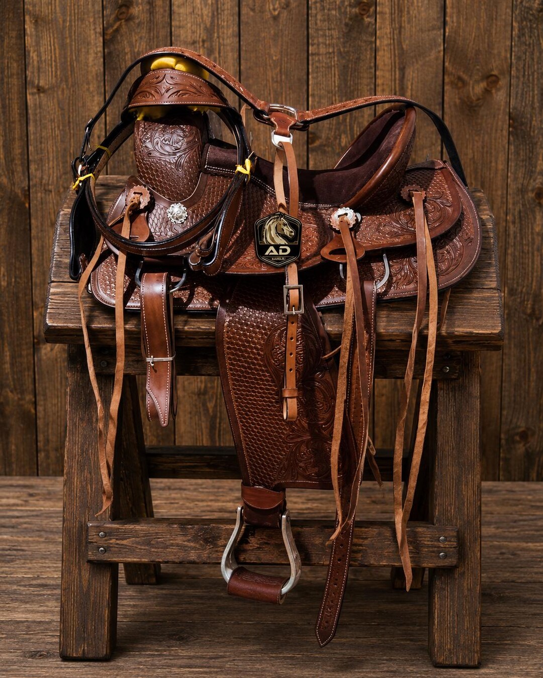 Handmade Roping Ranch Saddle Wade Tree A Fork Work Leather Saddle ...