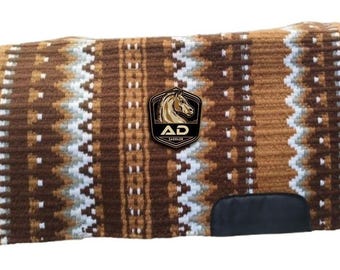 New Zealand Wool Western Handwoven Saddle Pad: Geometric Show Blanket