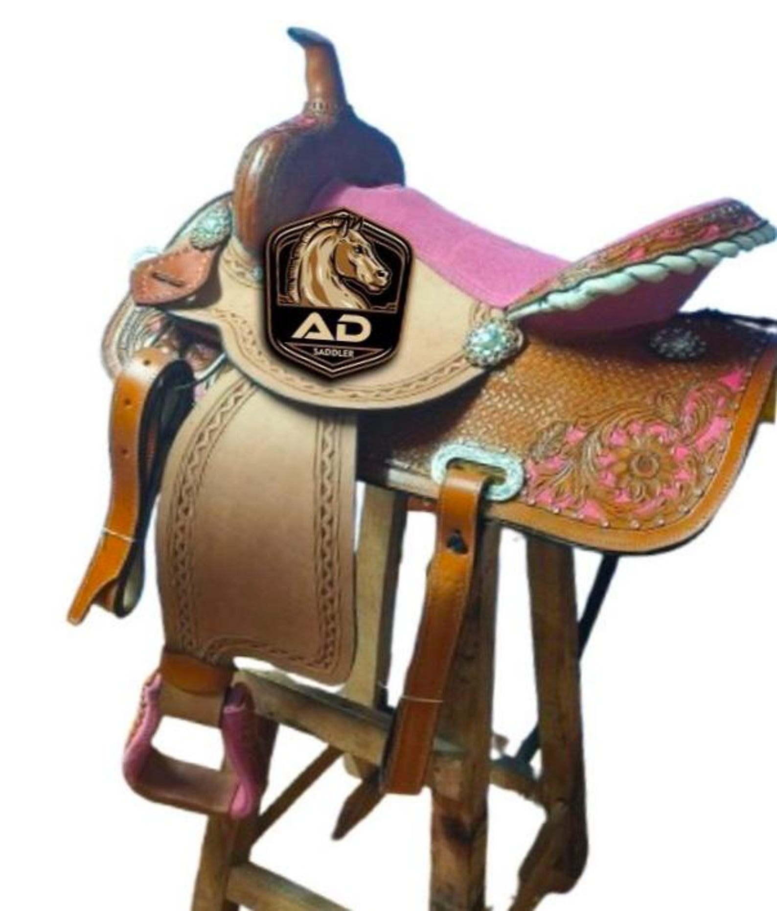 Pink Barrel Racing Western Barrel Racing Rough Out Pink Seat Horse Saddles Premium Leather ...