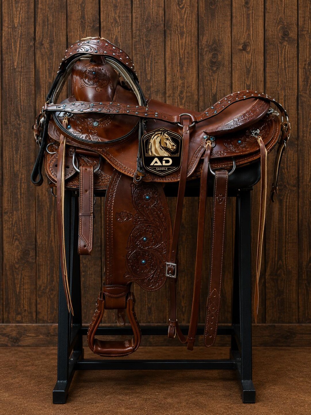 Western Ranch Roping Saddle Wade Tree Custom Leather Saddle With Set A ...