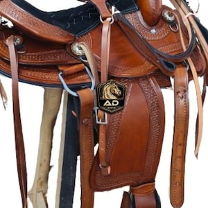 ウエスタンバレルレーシング馬鞍 プレミアムレザー 快適品質 トレイル乗馬ポニー＆大人用 10～18インチシート 送料無料