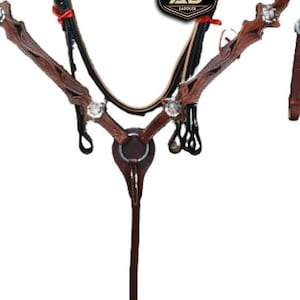 Hand Carved Western Premium Leather Equestrian Trail Accessories Tooled Headstall, Breast Collar, Reins Size: Full & Cob Free Shipping