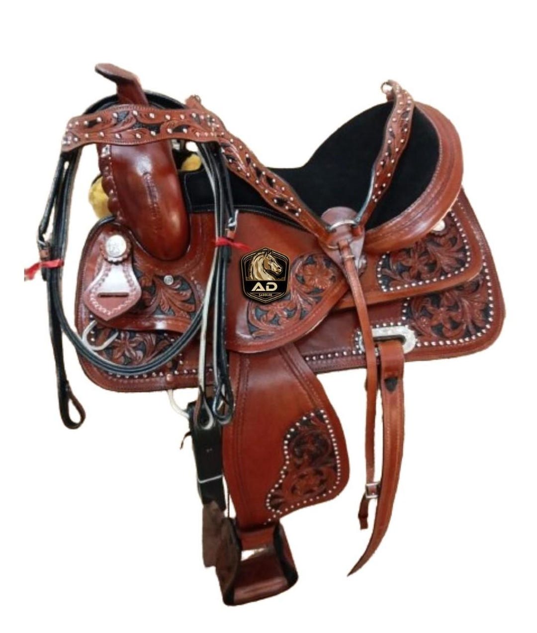 Barrel Western Horse Floral Tooled Seat Saddle Tack Set Size 10 18 Inch