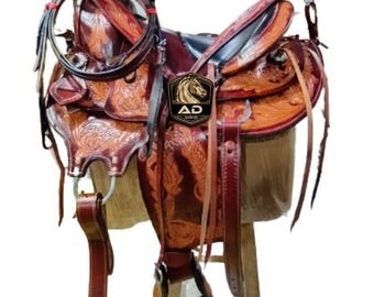 Selle Western Wade Ridex 15 Pouces Cuir - Set Complet Avec Tack - Fabriqué Inde