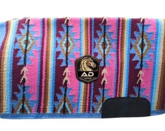 New Zealand Wool Saddle Blanket, Handwoven Western Show Design Saddle Pad