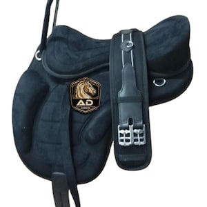 Synthetic Treeless Freemax Suede English Horse Saddles All Purpose Tack Free Girth Leather Straps Size: 10-18 inches Seat, Free Shipping