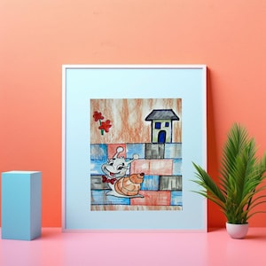 Schneckenillustration. Kinderzimmerillustration. Lustige Schnecke. Schnecke vor seinem Haus. Niedliche Illustration. Zärtlichkeit