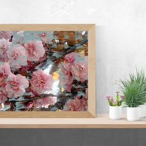 Rosa Blumendruck. Sanfter Sommereindruck. Plakatdekoration. Wandkunst. Blumenplakat. Romantisches botanisches Poster