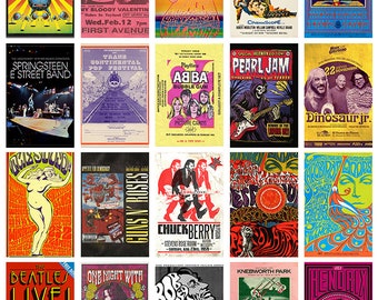 100+ Vintage Concert Posters (Set 4) Classic Rock Poster Prints | High-Resolution Digital Download & Print | Rock Band Printable Art Decor