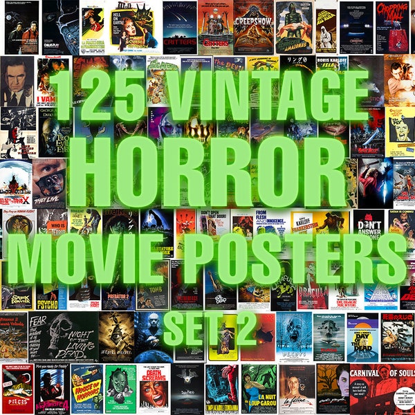 125 Vintage Horror Movie Posters Set 2 | Horror Movie Gifts, Horror Movie Lovers Poster, The Shining Poster | Horror Movie Poster Set Gift