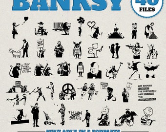 Banksy Bundle mit 40 PNG, DFX, JPG, SVG Digital Download, druckbare digitale Banksy Tee-Dateien, Banksy Kleidung, Banksy Cheetah Vinyl Vektor