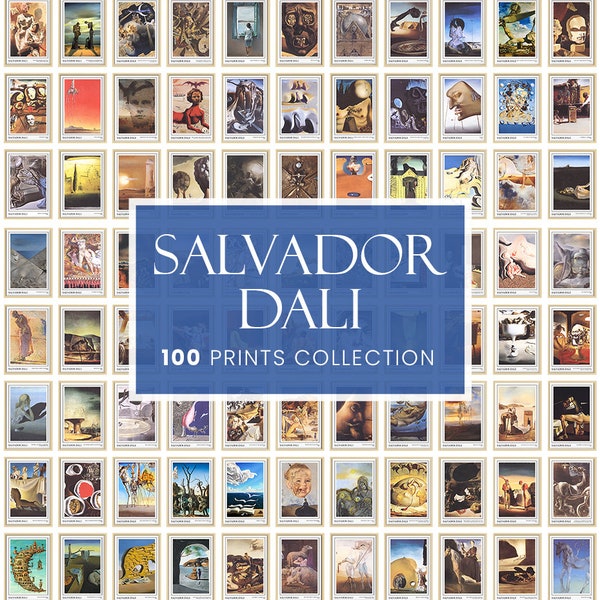 Salvador Dali Poster 100 Art Bundle, digitaler Download, Galeriewandset, druckbare Salvador Dali Gemälde Wandkunst, Schmelzuhren