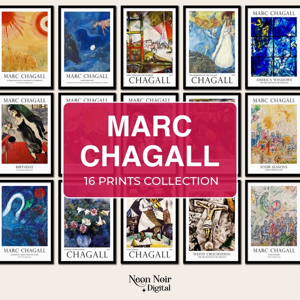 Marc Chagall Poster Print 16 Art Gifts, Digital Download, Gallery Wall Set, Printable Marc Chagall Canvas Paintings Wall Art Prints Online
