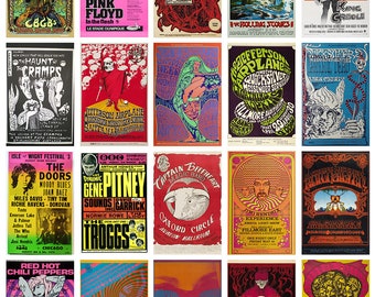100+ Vintage Concert Posters (Set 3) Classic Rock Poster Prints | High-Resolution Digital Download & Print | Rock Band Printable Art Decor