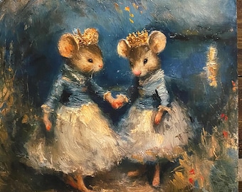 Whimsical Mice Giclee Print – Fairytale Mice in Gowns w/Crowns