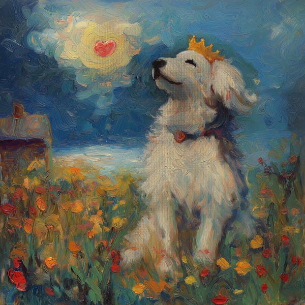 Impression giclée d'art Regal Great Pyrenees – Peinture chien lunatique | par Maya Cashie