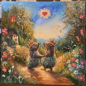 Impresión giclée de erizos caprichosos: erizos coronados riendo