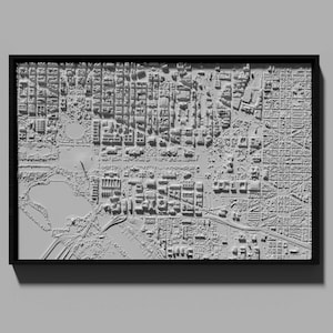 DC Stadtbild Maßstab 1:5000 • 24 x 35 Zoll Stadtplan • 3D Wandkarte • Washington DC • USA Stadtplan