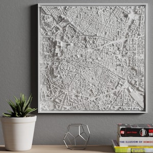 3D Modell von Madrid,Madrid Landschaft,45 x 45 cm, Stadtansicht, Geographische Karte, Landschaftskunst