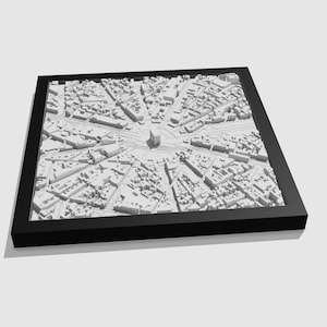 Plan de la ville de Paris en 3D • 15 x 15 cm • Plan de la ville mural 3D • Plan de Paris en 3D • Plan de la ville de France • Décoration de bureau • Art de la carte de la ville • Cadeau personnalisé unique